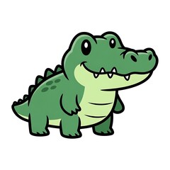 Naklejka premium Cartoon crocodile smiling green animal.