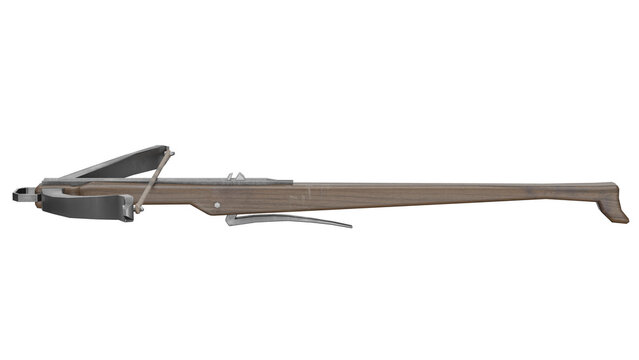 Medieval crossbow designed in 3D showing detailed structure and parts