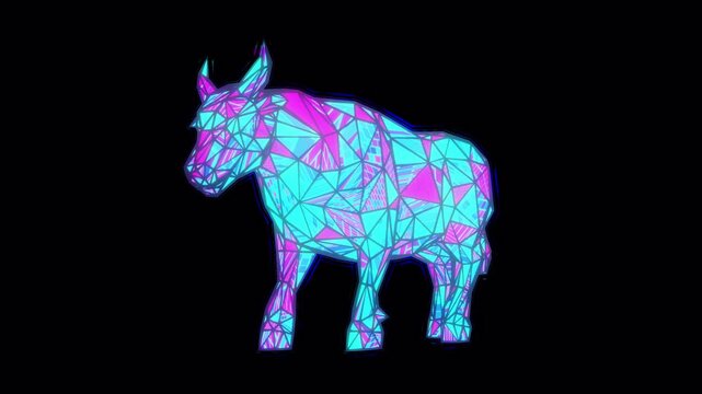 Vibrant bull shape pulses with digital energy.