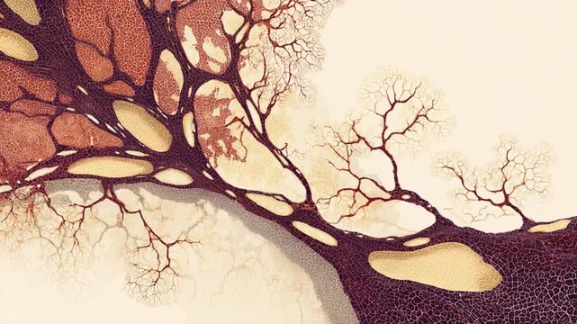 Organic tree vein pattern abstract branching network golden cell texture surreal nature design intricate vein texture organic branch structure neural network art microscopic biology texture branching