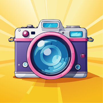 Colorful cartoon illustration of a camera.