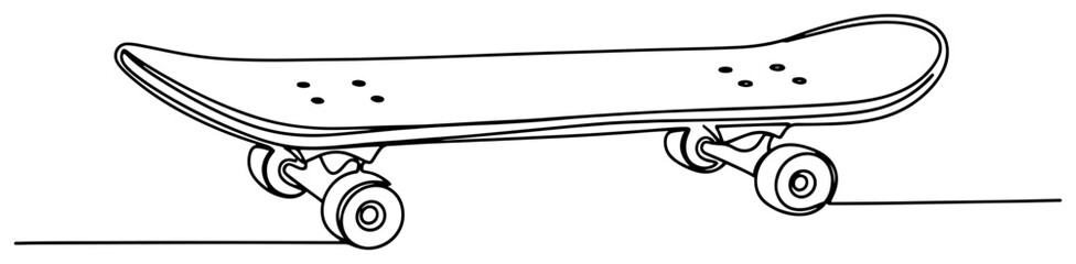 Skateboard for extreme street sports and urban recreation in continuous line art style © Katarzyna