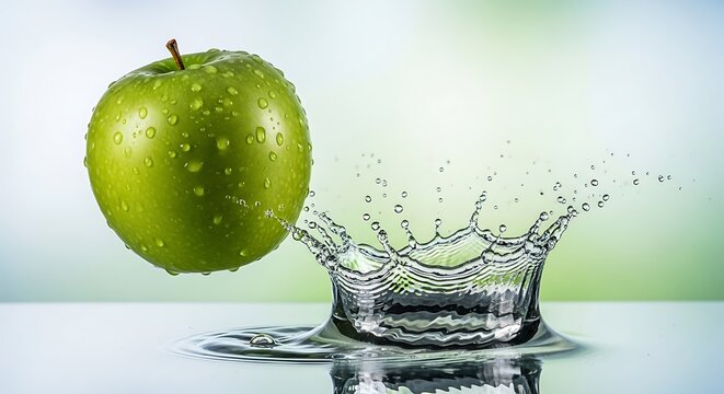 Green Apple and Water Splash - A Refreshing Composition.