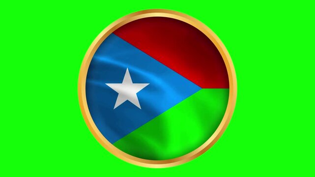 Balochistan Round Framed National Wavy Flag Circular Blowing Gold