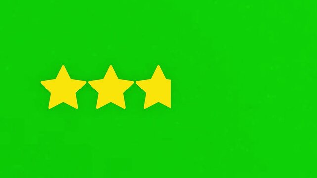 Three bright yellow stars, one partially displayed, set against a vibrant green background, representing a customer satisfaction rating or a service performance evaluation