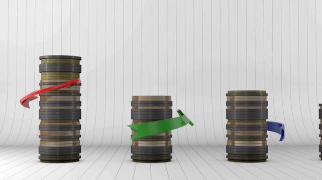 animation of a rising stack of coins