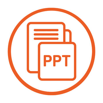 PPT File Format Icon Representing Microsoft PowerPoint Presentation Document in Orange Outline