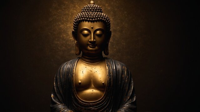 Statue sitting on top of wooden table, fantasy style digital art - Generative AI