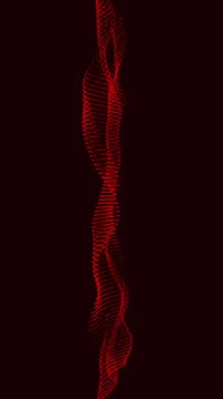 Abstract red wave formed by particles on black background motion energy data science technology motion energy data sciene
