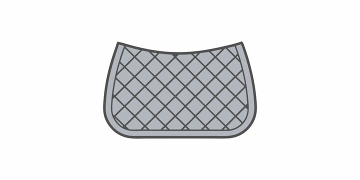 A gray saddle pad with a diamond shaped quilted pattern is displayed