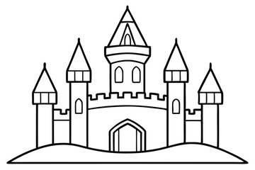 Fototapeta premium castle silhouette line art vector illustration with a white background