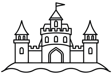 Fototapeta premium castle silhouette line art vector illustration with a white background