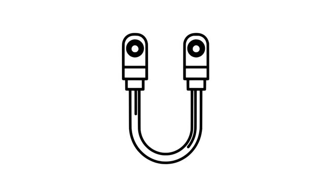 Connectors electronic dual with circular terminals and parallel lines featuring minimalist, clean, line with