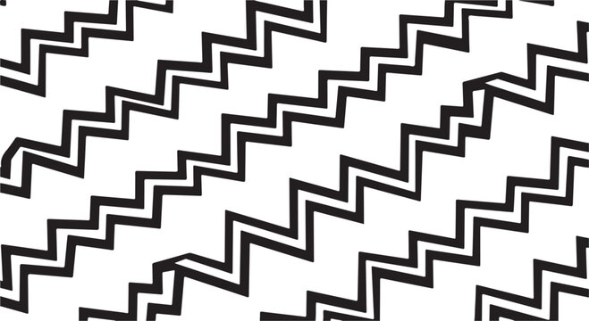 Geometric zigzag patterns, black and white seamless backgrounds, abstract textures, vector designs