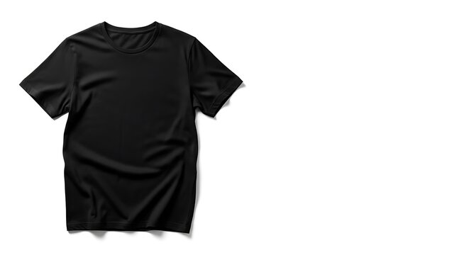 A plain black short-sleeved t-shirt made of soft fabric, neatly folded and displayed against a white background, highlighting its simple design and versatility for everyday wear