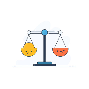 Balance of Happy and Sad Emotions on Scale Illustration