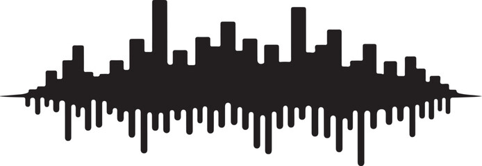 Obraz premium Sound wave, audio waveform, black vector graphic, music equalizer, sound pattern