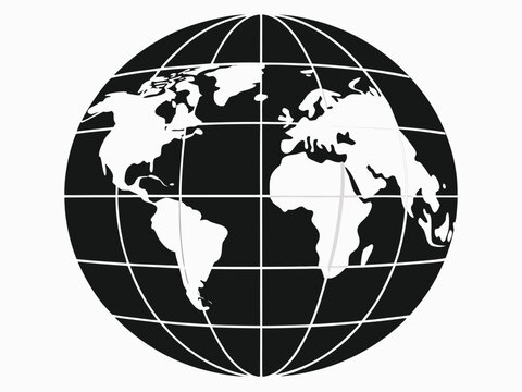A classic depiction of a globe with latitude and longitude lines