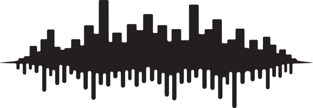 Sound wave, audio waveform, black vector graphic, music equalizer, sound pattern