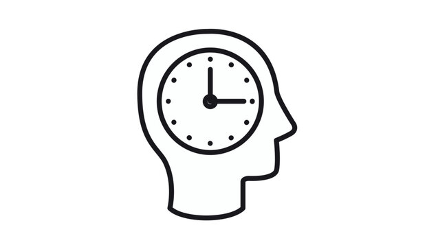 Human head profile silhouette vector icon with a solid black circle inside, representing focus, mental health, psychology, brain activity, consciousness, or a single thought. Minimalist graphic.