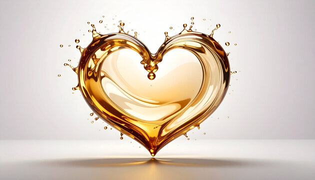 Liquid heart shape splash against white