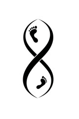 Obraz premium Stylized infinity symbol with baby footprints illustration, conceptualizing eternal love, new life, and a family journey.