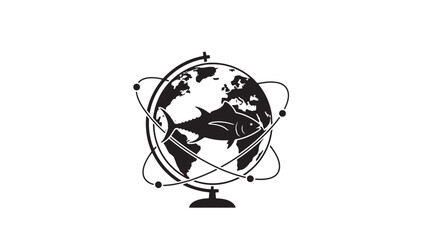 Obraz premium Globe With Fish Orbiting Earth For Global Business Concepts Isolated On White
