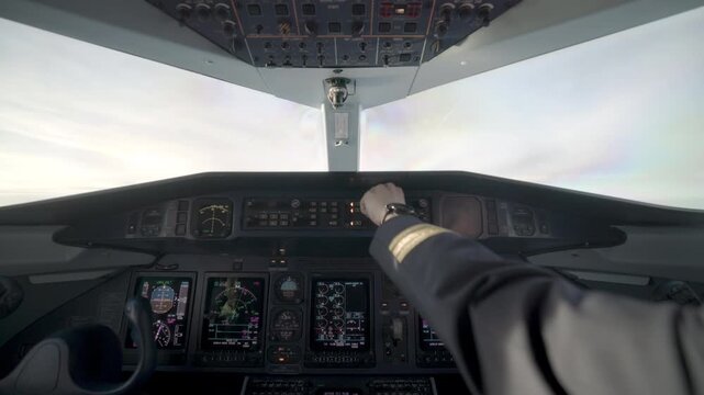 airplane in flight inside the cockpit