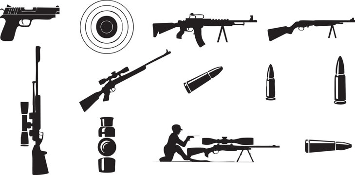 gun weapon collection rifle sniper pistol shells crosshair icons