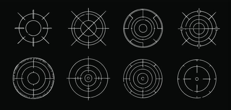 crosshair vector pack of circular reticles for ui game hud print icons