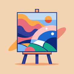 Obraz premium Abstract Landscape Painting on an Easel Display