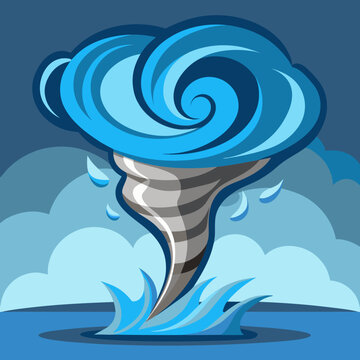 Powerful Tornado Swirling Over Blue Water
