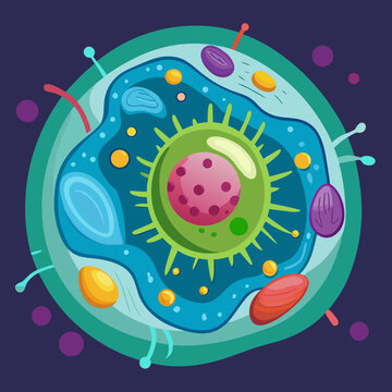 Vibrant Abstract Cell Diagram with Organelles