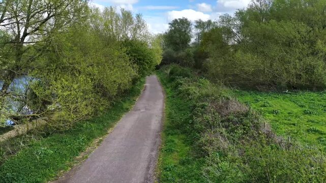 Small Road Through Epping Forest Aerial 4K Essex
