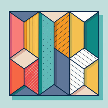 Vibrant Geometric Wall Panels in Abstract Design