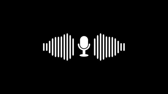 Podcast recording microphone icon wave, Podcast recording Audio Icon with Microphone and waveform equalizer with alpha channel.