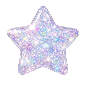 PNG Sparkling iridescent star illustration.