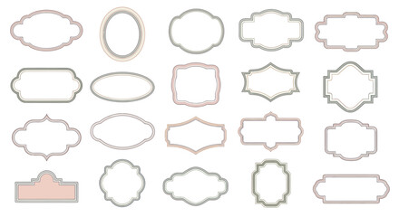 Fototapeta premium Set of vintage elegant frame borders and decorative labels on white background