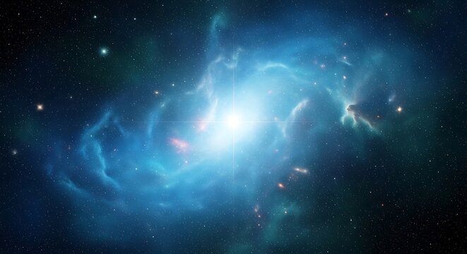 cosmic nebula with vibrant blue and purple interstellar gas in deep space