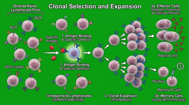 Clonal Selection and Expansion in Adaptive Immunity