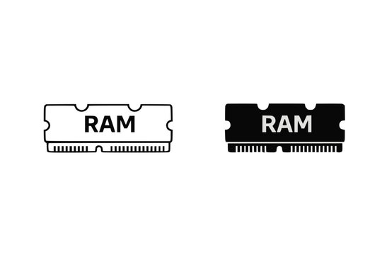 RAM memory module style icon outline and filled style black vector isolated on transparent background