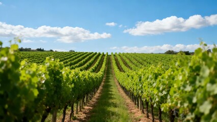 Naklejka premium Rows of grapevines in a vineyard