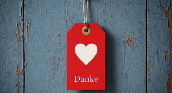 Heartfelt happy fathers day wishes red tag with white heart 'danke' a token of appreciation
