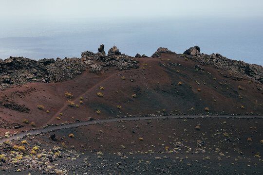 Volcanic cinder cone landscape in La Palma, Spain