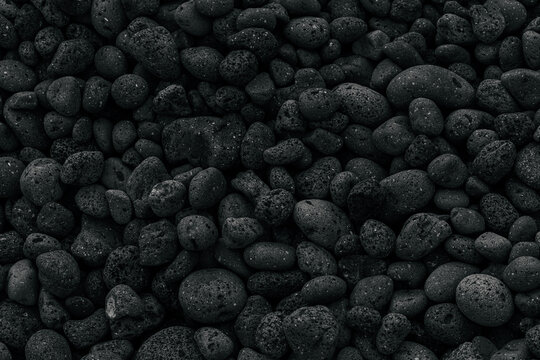 Black volcanic pebbles texture from La Palma shore