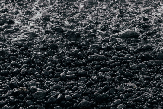Atlantic surf over black pebble beach on La Palma