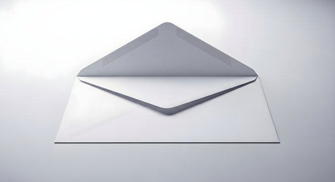 An open white envelope isolated on white background