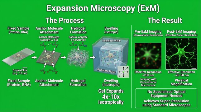 Expansion Microscopy Workflow and Resolution Enhancement