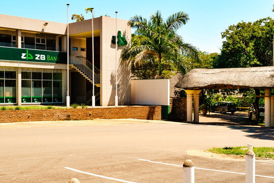 ZB - Zimbabwe Banking Corporation Bank Branch Building in Livingstone Town, Victoria Falls, Zimbabwe