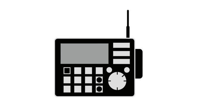 Handheld Radio Transceiver Close Up With Keypad Display.